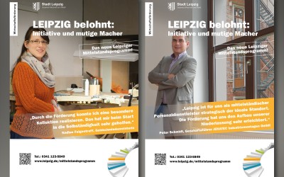 Unternehmerporträts: 2 neue Plakate werben für das Leipziger Mittelstandsprogramm
